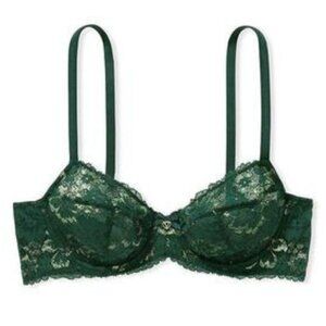 New! Victoria’s Secret Body Green Gold Shimmer Unlined Lace Demi Bra 4860